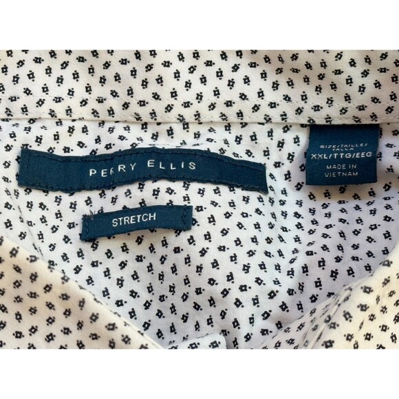 PERRY ELLIS Men's Long Sleeve Button Down Stretch Shirt White XXL - Picture 4 of 6